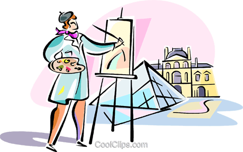480x301 Artist Painting Louvre, Paris Royalty Free Vector Clip Art