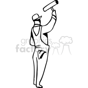 300x300 Royalty Free A Man Painting With A Roller 159851 Vector Clip Art