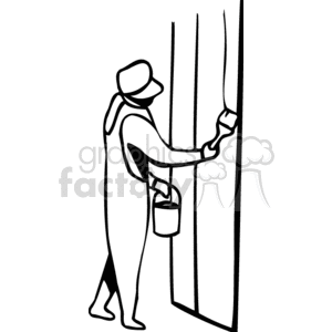 300x300 Royalty Free Black And White Man Painting With A Paint Brush