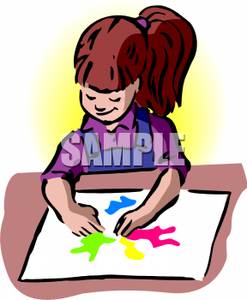 247x300 Girl Finger Painting A Picture Clipart Picture