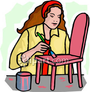 291x300 Woman Painting A Small Chair Pink