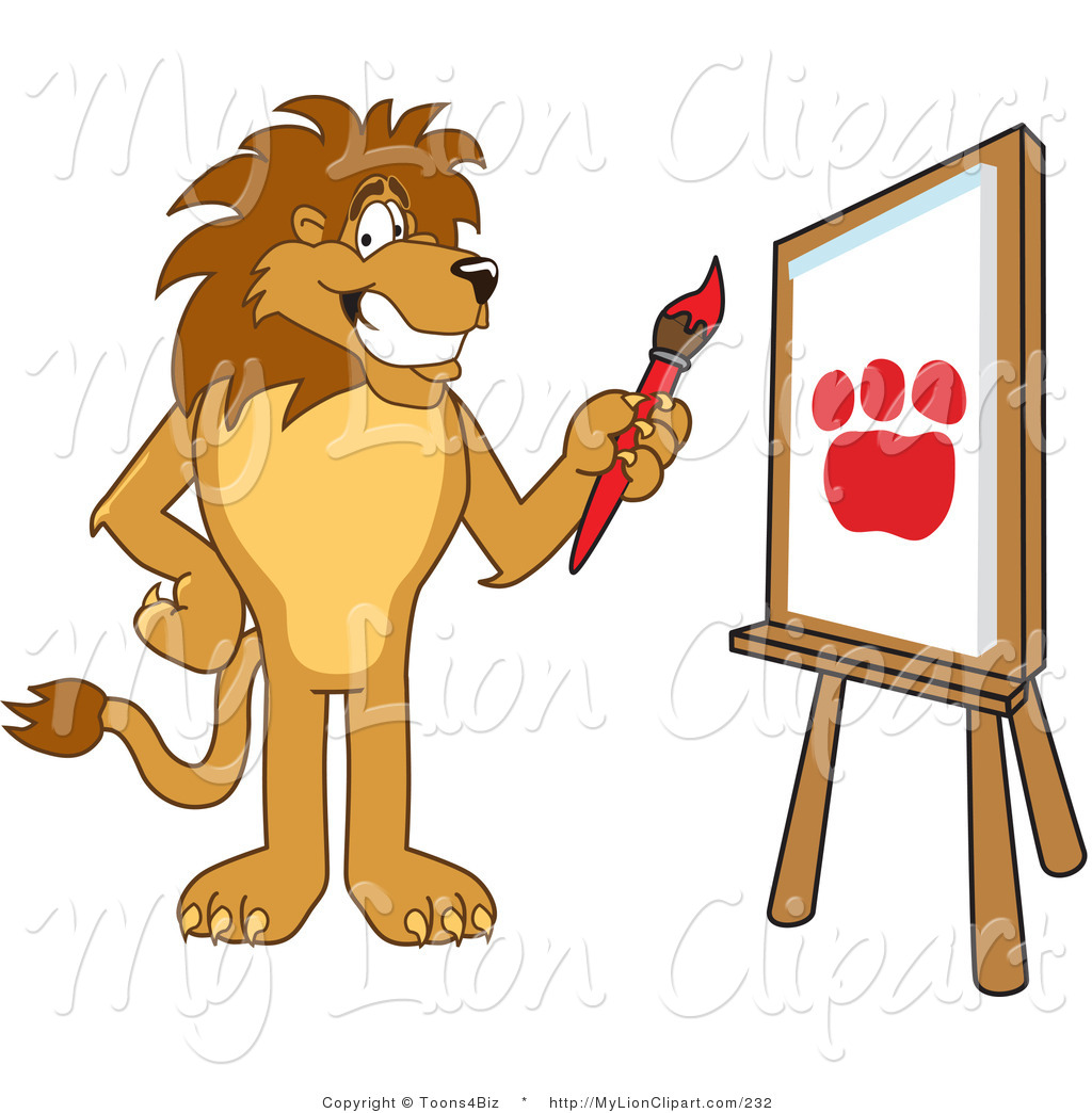 1024x1044 Clipart Of A Proud Lion Character Mascot Painting By Toons4biz