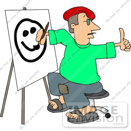 450x450 Artist Painting A Face On Easel Clipart