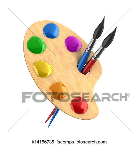 450x470 Stock Illustration Of Wooden Art Palette With Paints And K14156735