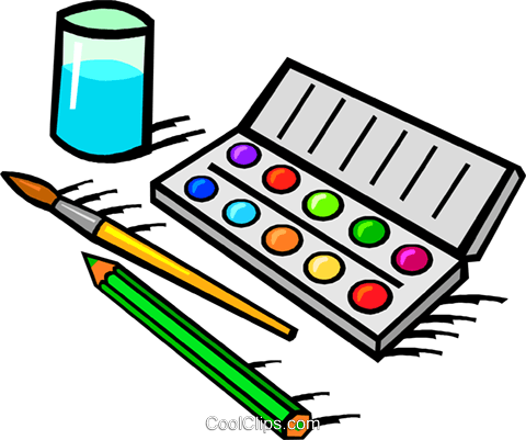 480x401 Water Color Paint Set Royalty Free Vector Clip Art Illustration