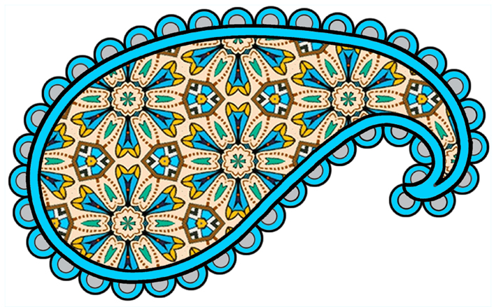 709x438 Blue Flower Paisley Clipart