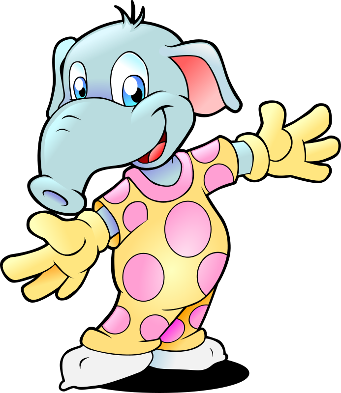 693x800 Free Cartoon Elephant Wearing Pajama Clip Art