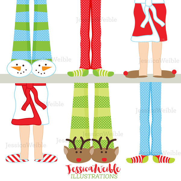 600x600 Christmas Pajama Feet Cute Digital Clipart Christmas Clip