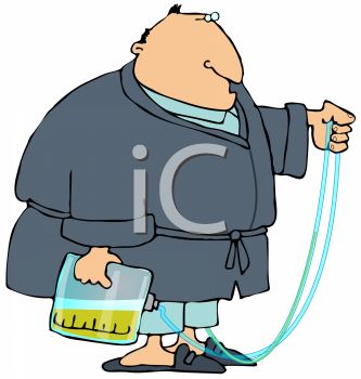 333x350 Cartoon Of A Fat Guy With A Colostomy Bag Wearing Pajamas