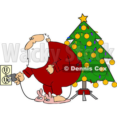 400x400 Free (Rf) Clipart Illustration Of Santa Pajamas, Plugging