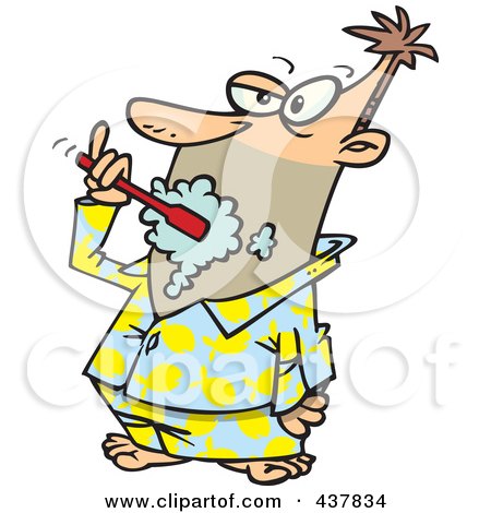 450x470 Royalty Free (Rf) Clip Art Illustration Of A Man Brushing His