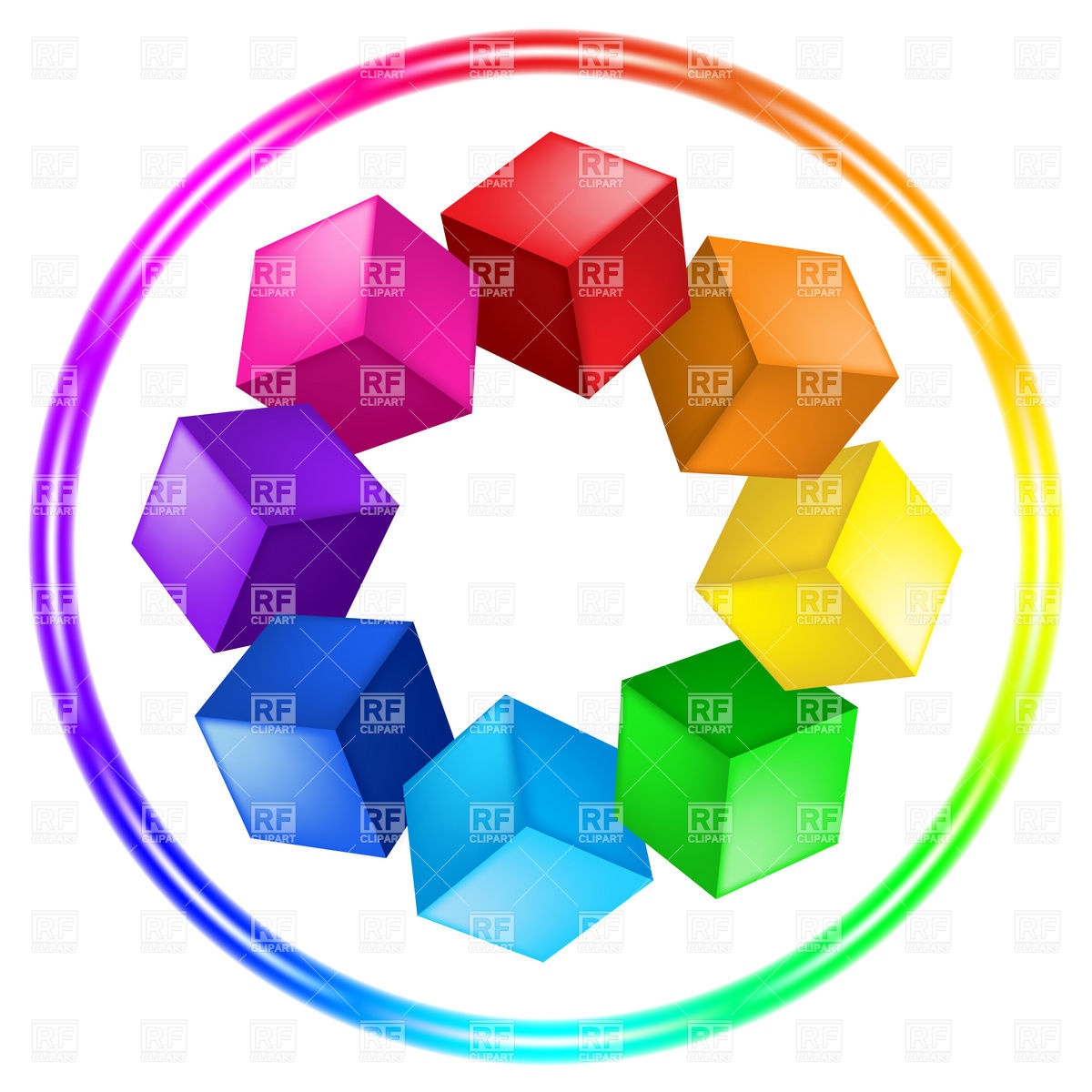 1200x1200 Cubes Color Wheel Palette In Ring Royalty Free Vector Clip Art