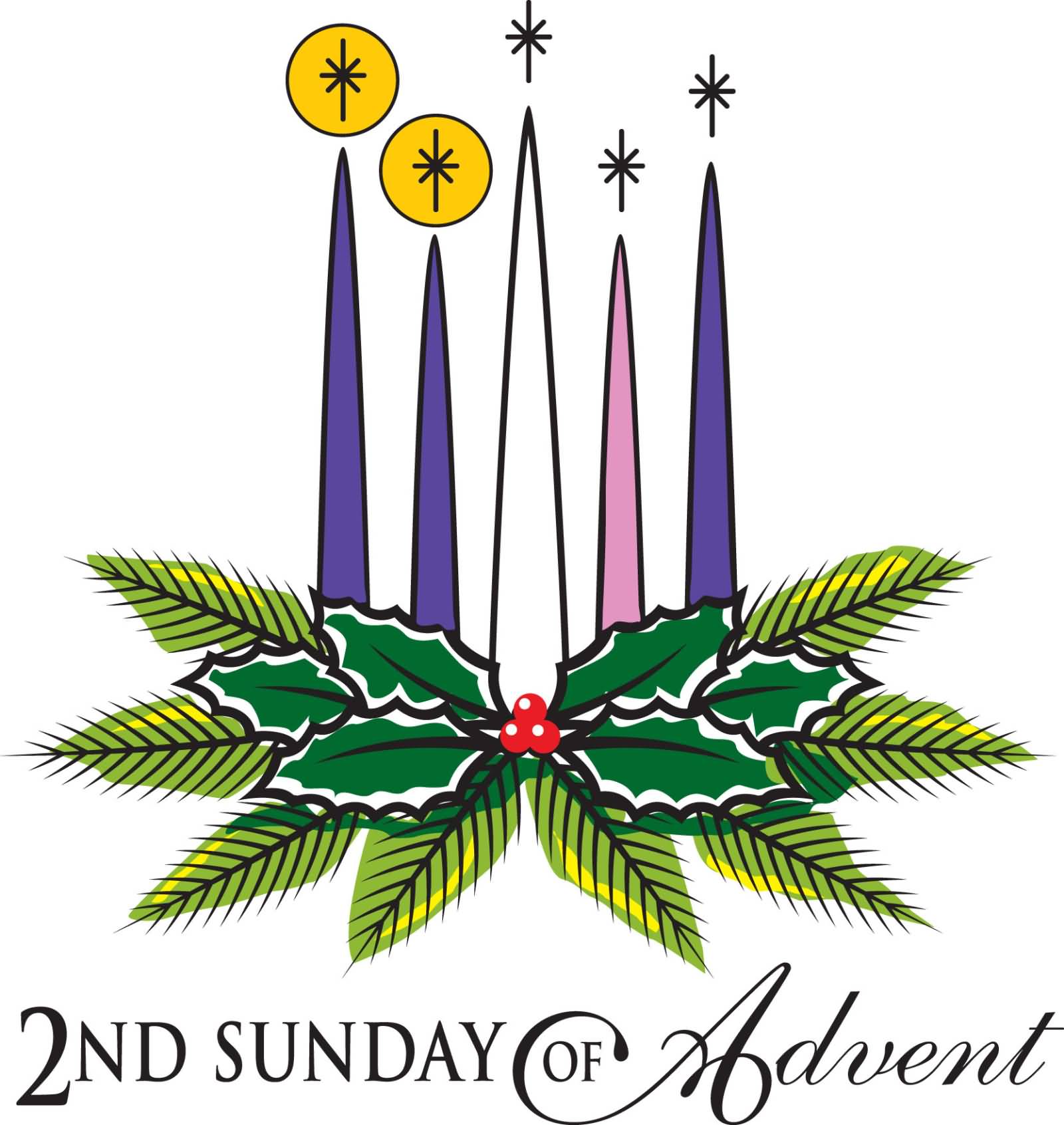 1600x1692 4th Sunday Of Advent Candles And Palm Leaves Clipart