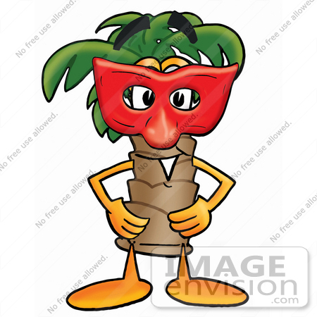 450x450 Clip Art Graphic Of A Tropical Palm Tree Cartoon Character Wearing