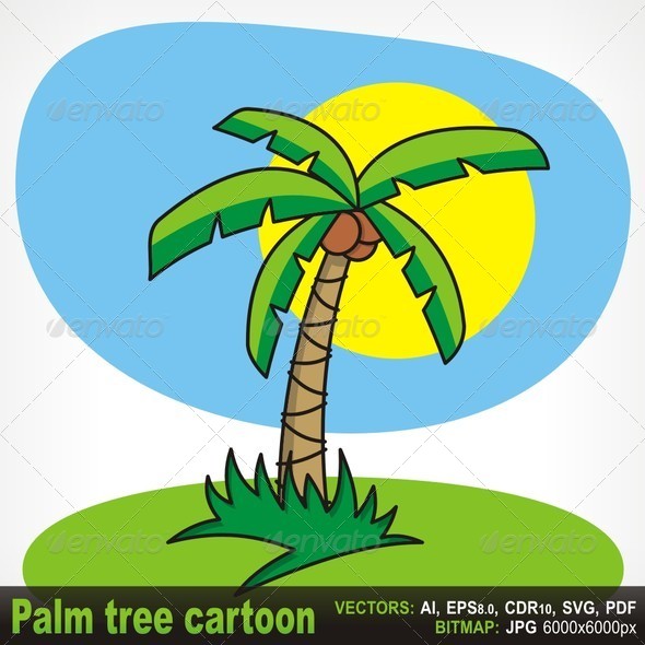 590x590 Palm Tree Cartoon Coreldraw, Cartoon Illustrations And Vector