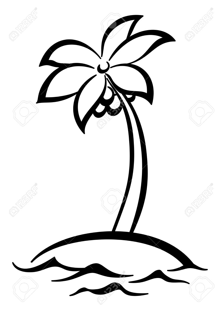919x1300 Drawn Islet Palm Tree