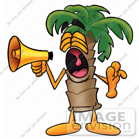 450x450 Clip Art Graphic Of A Tropical Palm Tree Cartoon Character