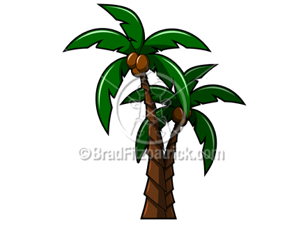 432x324 Clipart Of A Pair Of Shaded Palm Trees Clip Art Illustration