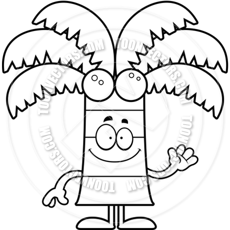 460x460 Cartoon Palm Tree Waving (Black And White Line Art) By Cory Thoman