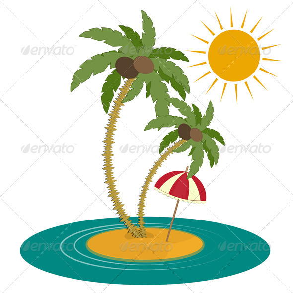 590x590 Palm Trees And Island On White Background By Elfivetrov Graphicriver