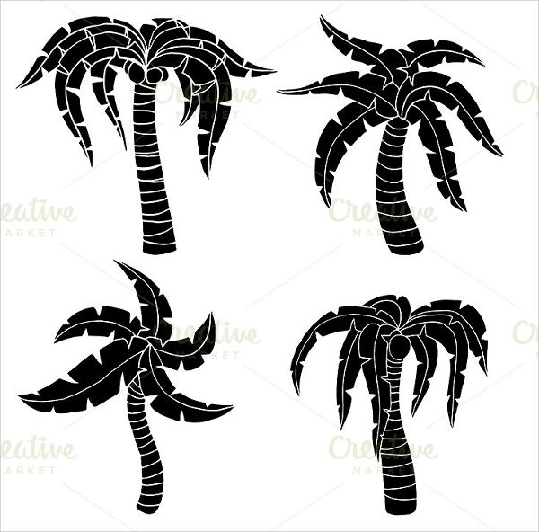 600x592 Palm Tree Silhouettes