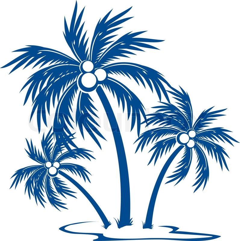 797x800 Silhouette Palm Trees With Coconutse Colour Vector Symbol