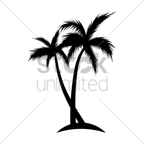 600x600 Silhouette Of Coconut Tree Vector Image