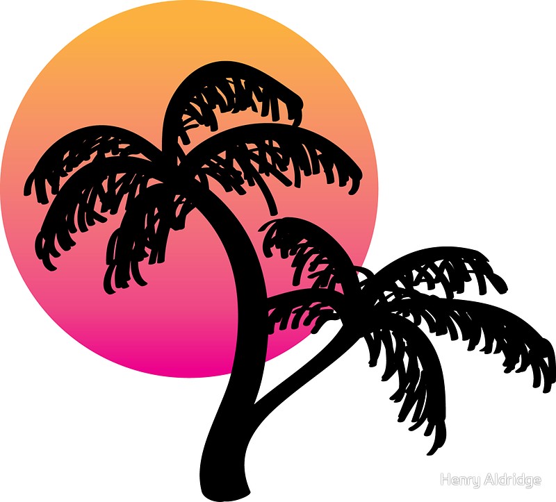 800x723 Outrun Palm Tree Sunset Stickers By Henry Aldridge Redbubble