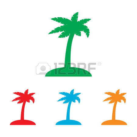 450x450 Coconut Palm Tree Sign. Flat Style Icon On Transparent Background