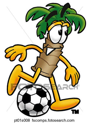 340x470 Clip Art Of Palm Tree Playing Soccer Pt01s008