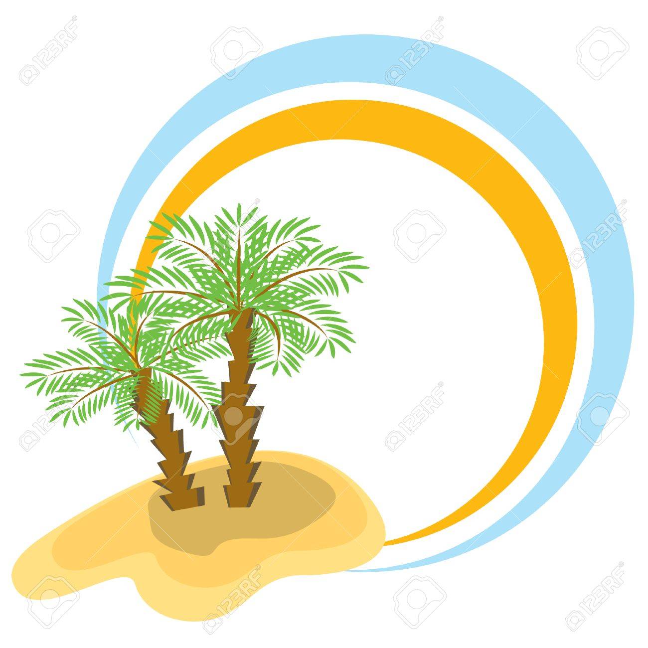 1300x1300 Color Frame With Two Palm Trees. Vector Illustration. Royalty Free