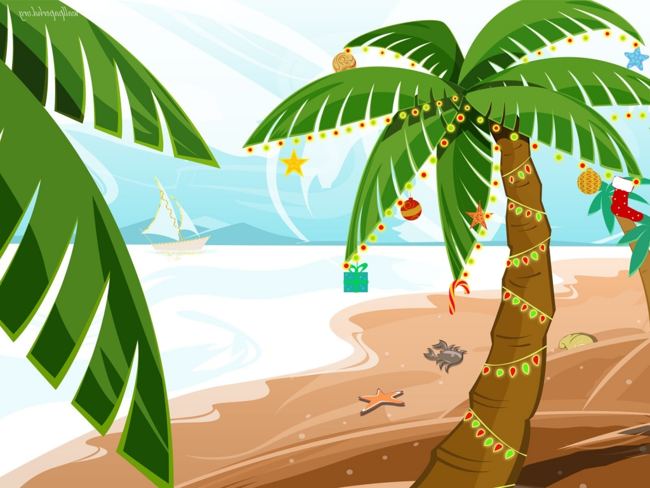 650x488 Palm Tree With Christmas Lights Clipart