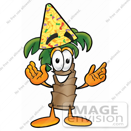450x450 Clip Art Graphic Of A Tropical Palm Tree Cartoon Character Wearing