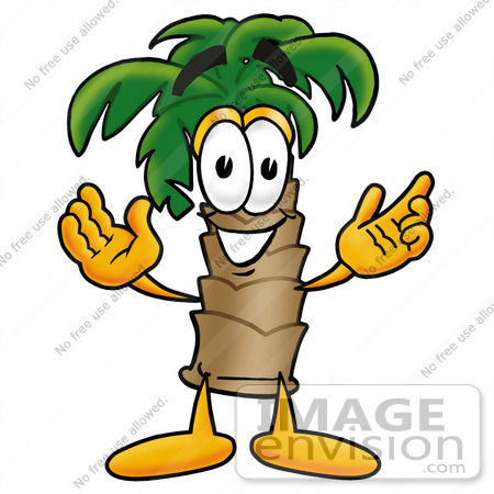 450x450 Clip Art Graphic Of A Tropical Palm Tree Cartoon Character
