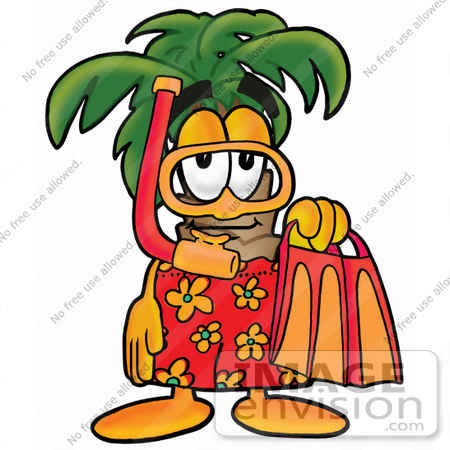 450x450 Clip Art Graphic Of A Tropical Palm Tree Cartoon Character