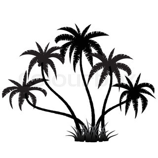 320x320 Silhouette Of Palm Trees Realistic Vector Illustration Isolated