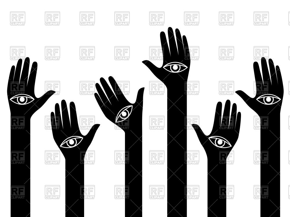 1000x750 Human Hands With Eyes On The Palms Raised Up Royalty Free Vector