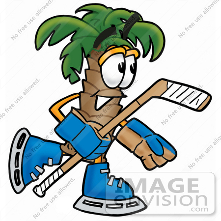 450x450 Clip Art Graphic Of A Tropical Palm Tree Cartoon Character Playing