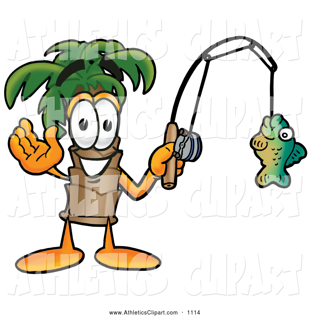 1024x1044 Clip Art Of A Palm Tree Mascot Cartoon Character Holding A Caught
