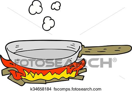 450x316 Clipart Of Cartoon Frying Pan On Fire K34658184
