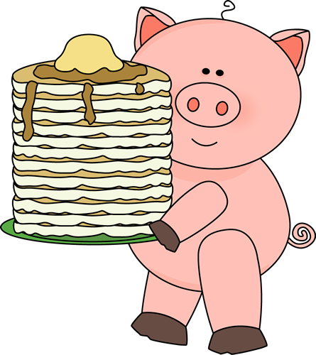 445x500 Pig With Pancakes Clip Art
