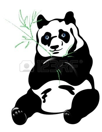 347x450 Giant Panda Bear Eating Bamboo In Forest Royalty Free Cliparts