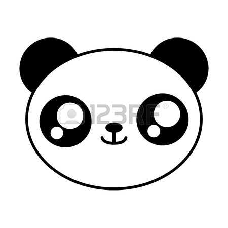 450x450 Kawaii Panda Bear Animal Icon Over White Background. Vector