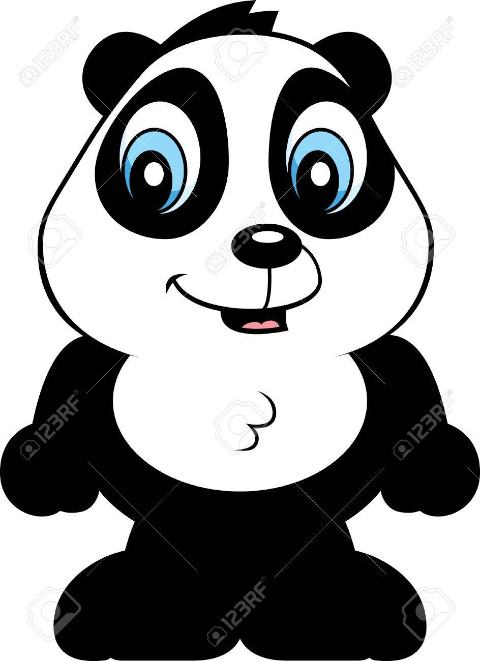 944x1300 A Cartoon Baby Panda Bear Cub Smiling And Happy. Royalty Free