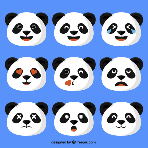 626x626 Panda Bear Emojis In Flat Design Vector Premium Download