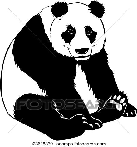 439x470 Clipart Of , Animal, Panda, Bear, U23615830