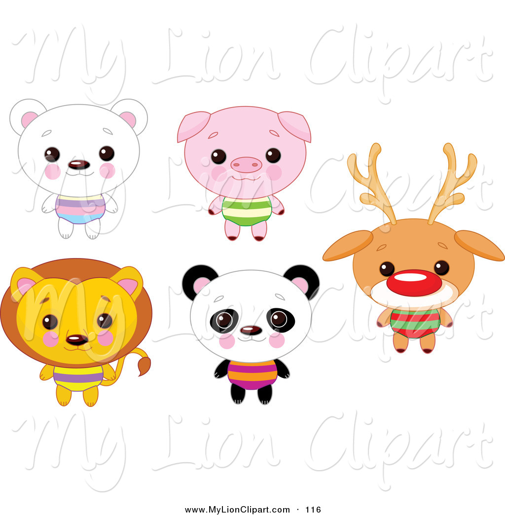 1024x1044 Clipart Of A Digital Set Of Cute Animals With Big Heads Polar