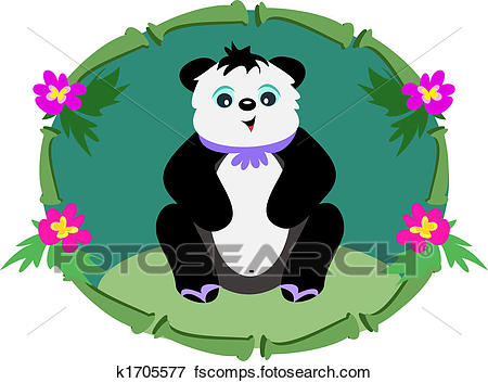 450x353 Clip Art Of Bamboo Panda Frame K1705577
