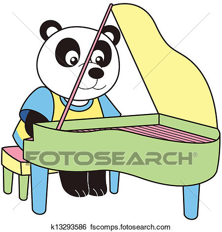 450x470 Clip Art Of Cartoon Panda Playing A Pinao K13293586