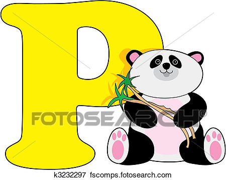 450x358 Clip Art Of Letter P With A Panda K3232297